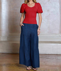 Current Air - 3d Floral Short Sleeve Knit Top