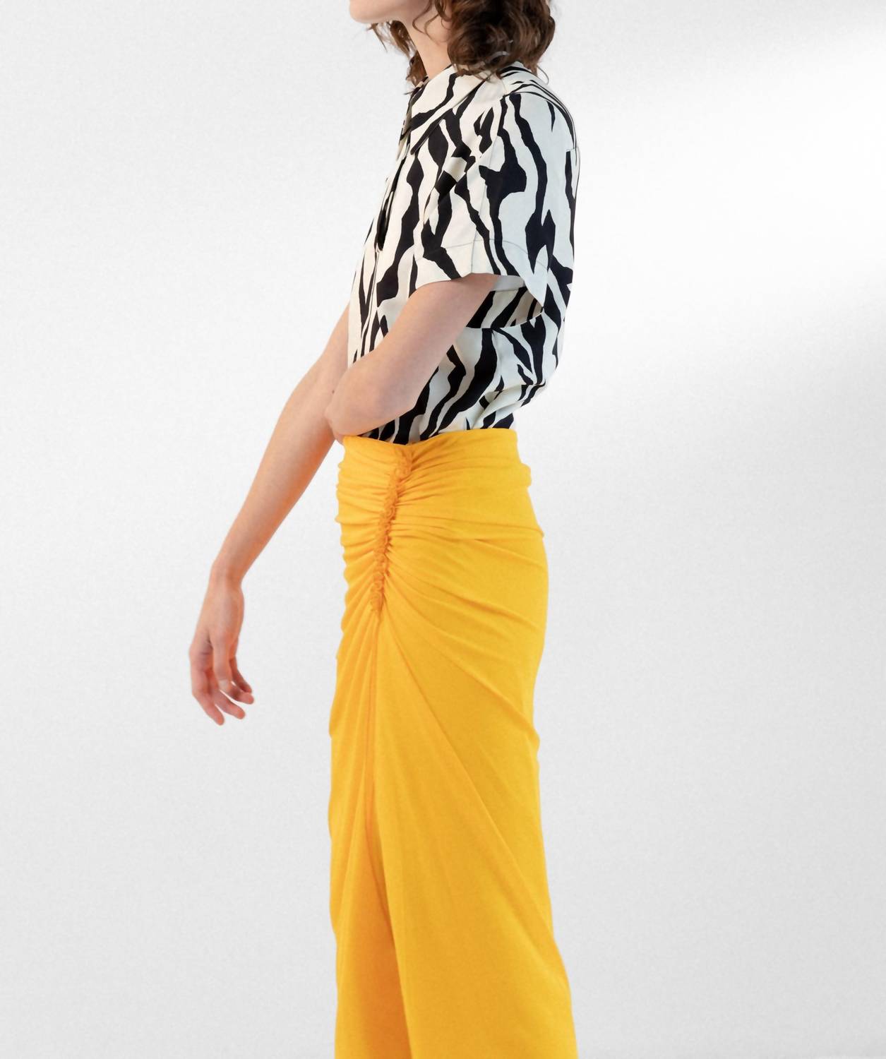 Maison Rabih Kayrouz Zebra Print Polo Shirt in black white - women's long sleeve top - detail view