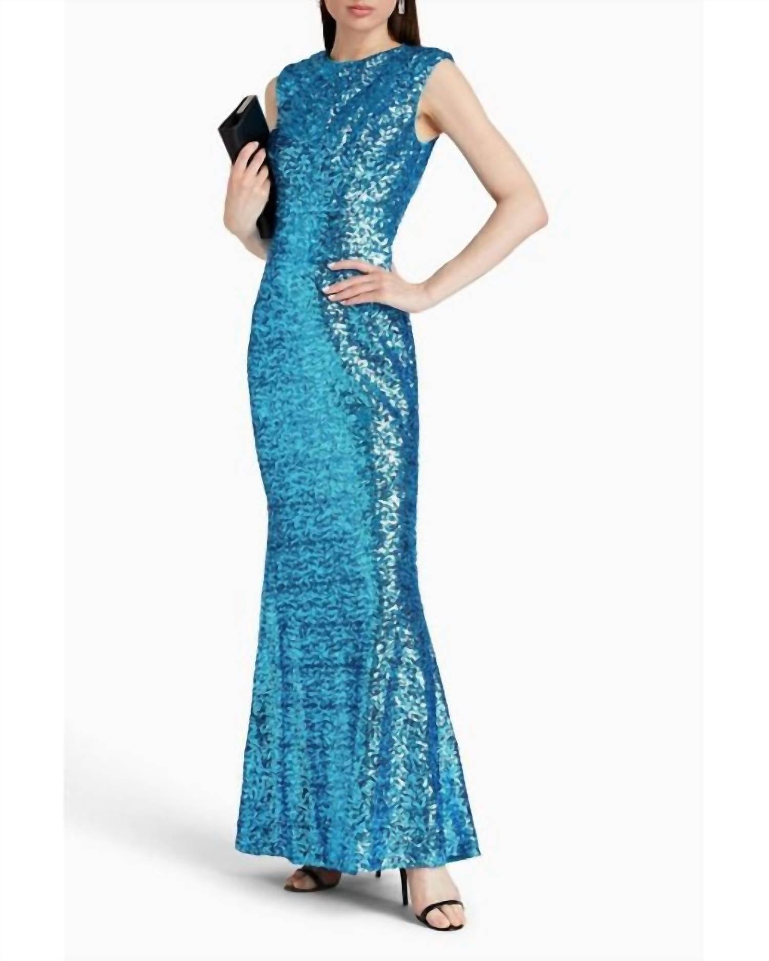 Badgley Mischka - Sequined Mesh Gown