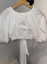 Sincerely Ours - Women's Tie Back Puff Sleeve Crop Top