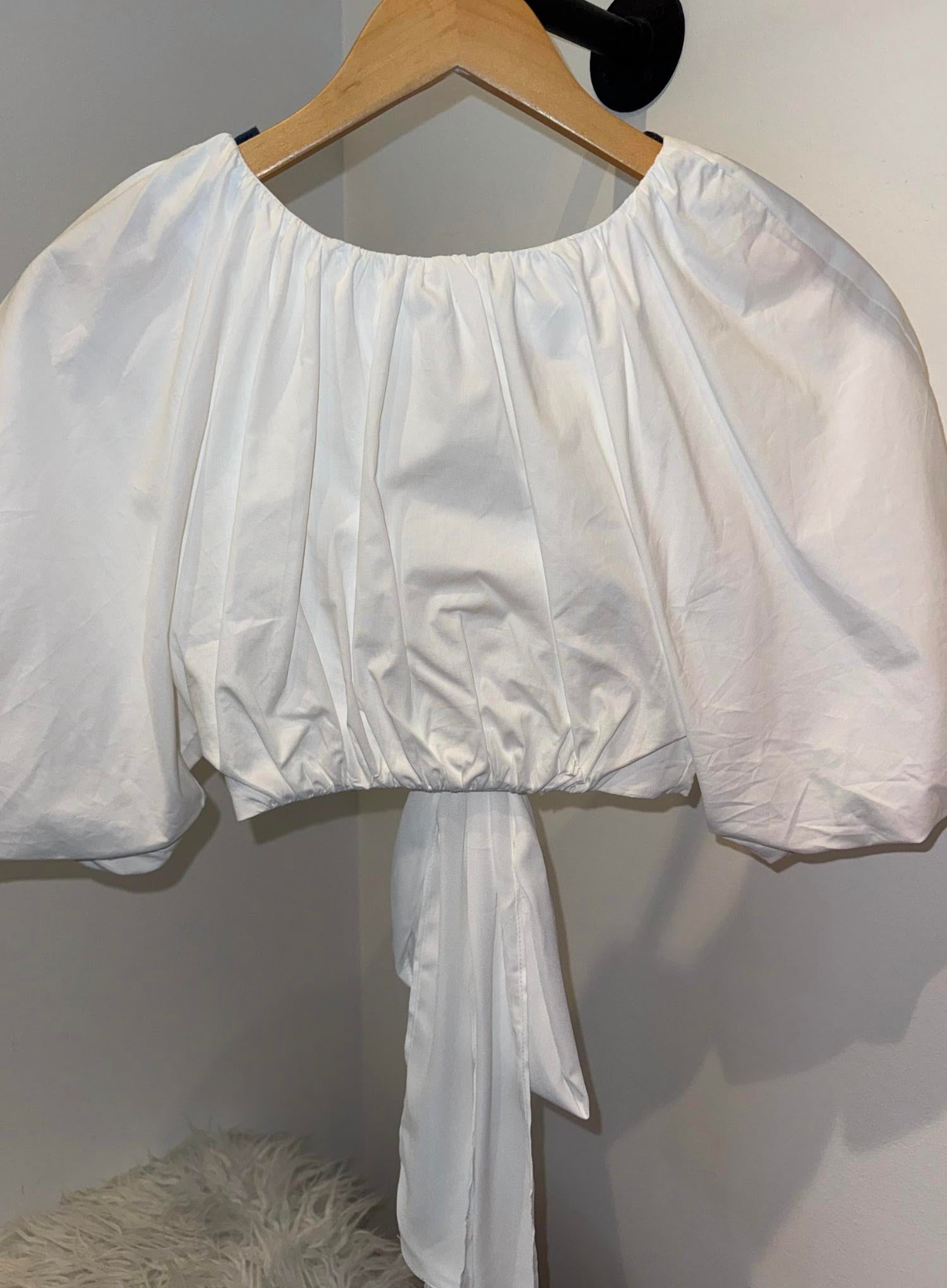 Sincerely Ours - Women's Tie Back Puff Sleeve Crop Top
