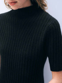 White + Warren - Cashmere Ribbed Mockneck Top