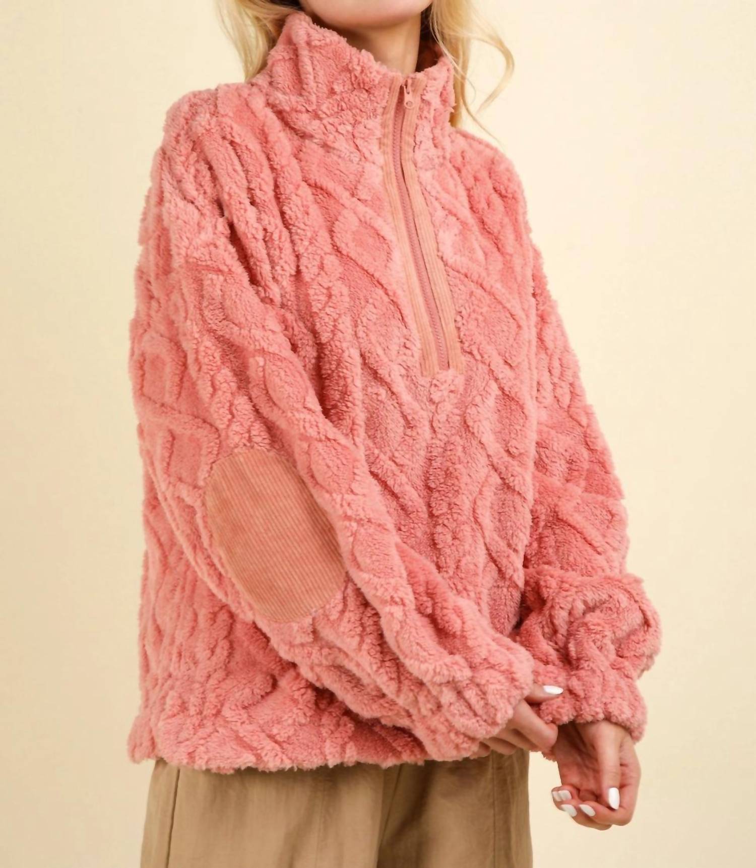 Very J - Feeling Cozy Textured Fleece Pullover Jacket