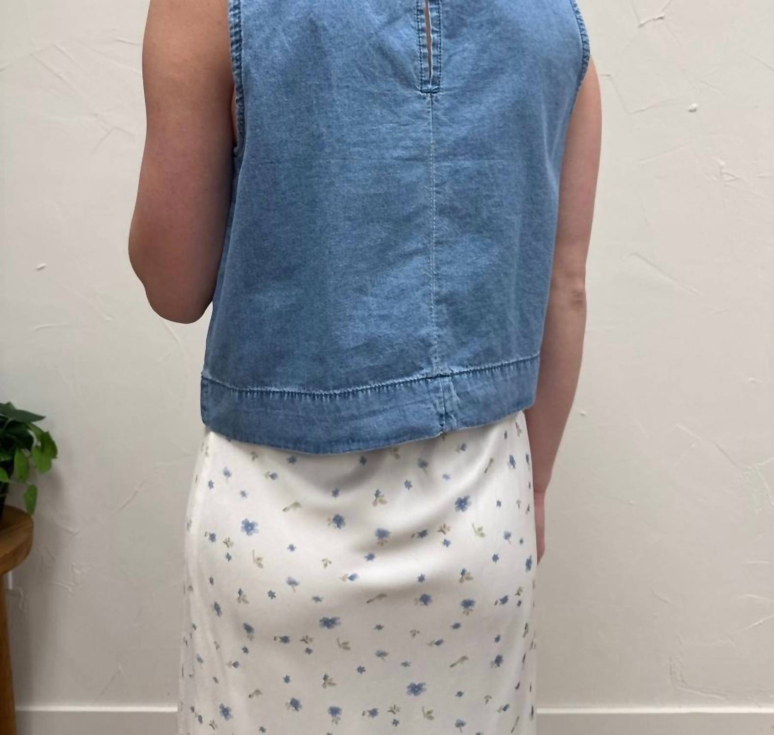 WISHLIST Denim Tank Top in blue - women's tank top - alternate view