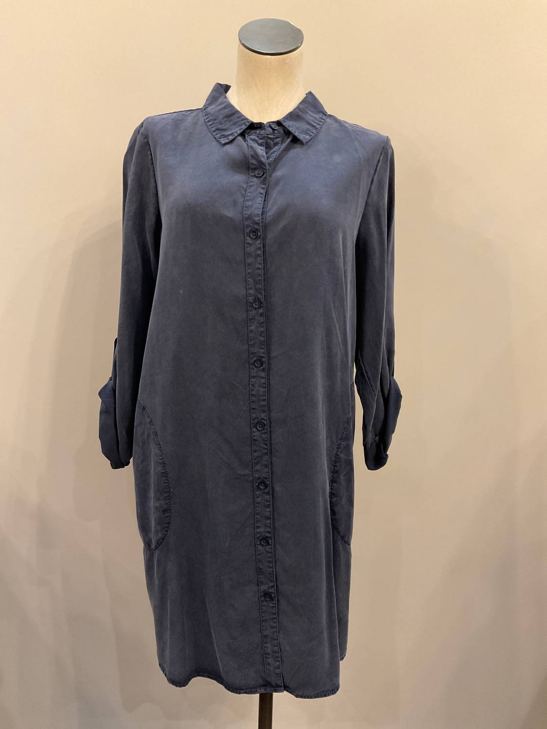 Mododoc - Women's Roll-up Long Sleeve Shirt Dress