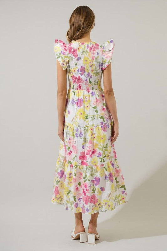 Sugarlips - Leonie Floral Sunfire Tiered Midi Dress