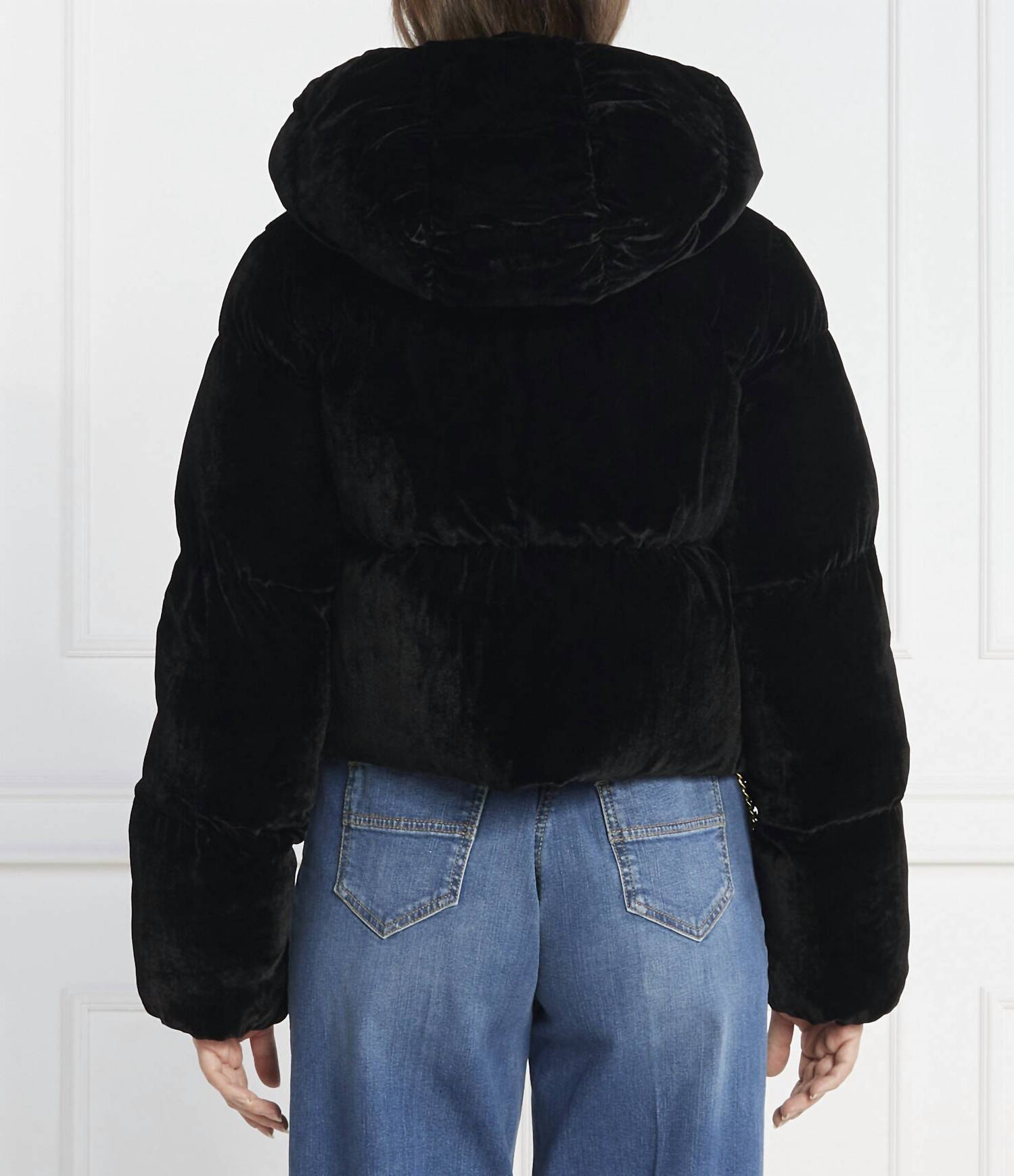 Elisabetta Franchi - Cropped Velvet Down Jacket