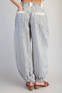 Ee:Some - Soft Washed Striped Jogger Pants
