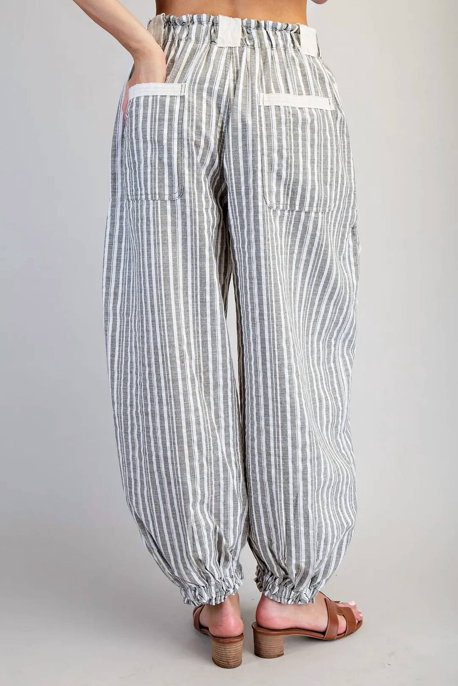 Ee:Some - Soft Washed Striped Jogger Pants