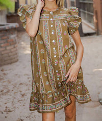 Ee:Some - Floral Button Down Dress