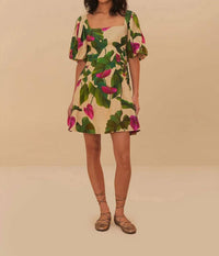 Farm Rio - Short Sleeve Square Neckline Dress
