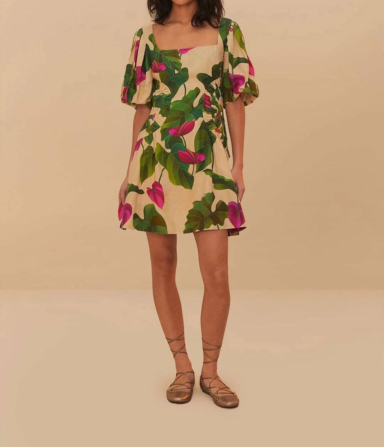 Farm Rio - Short Sleeve Square Neckline Dress