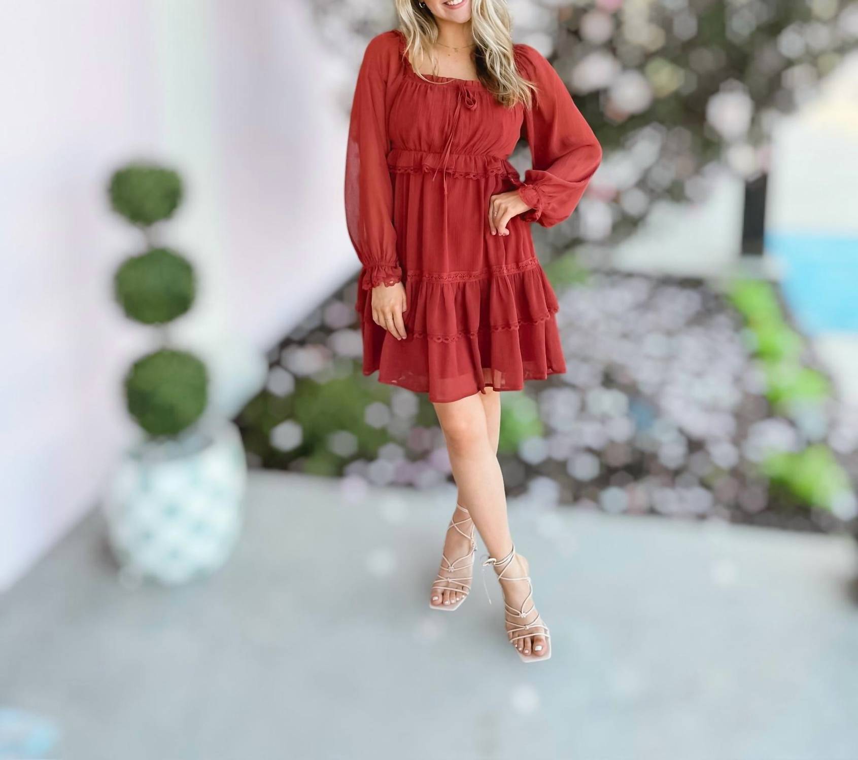 Listicle - Tiered Puff Sleeve Dress