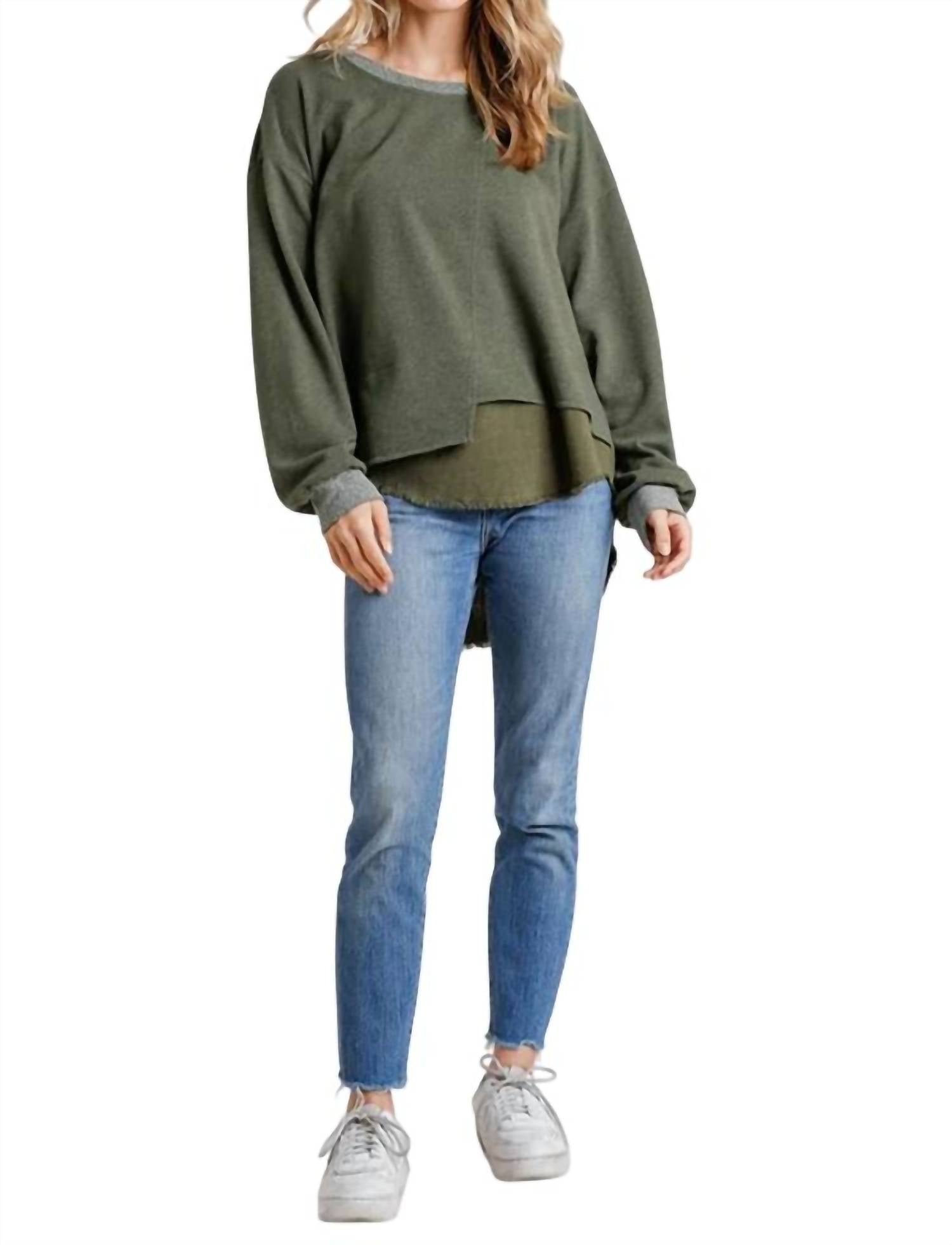 Umgee - Layered Frayed Hem Top