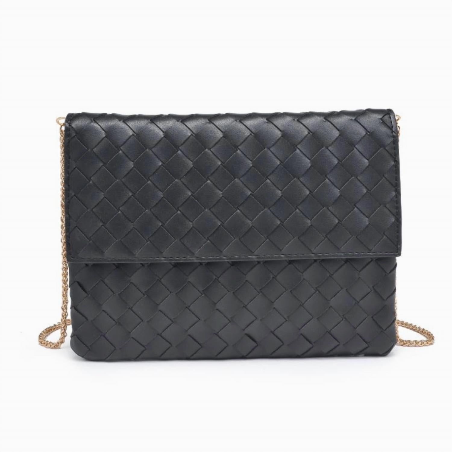 Urban Expressions Women's Woven Clutch Crossbody Bag in black - women's bag