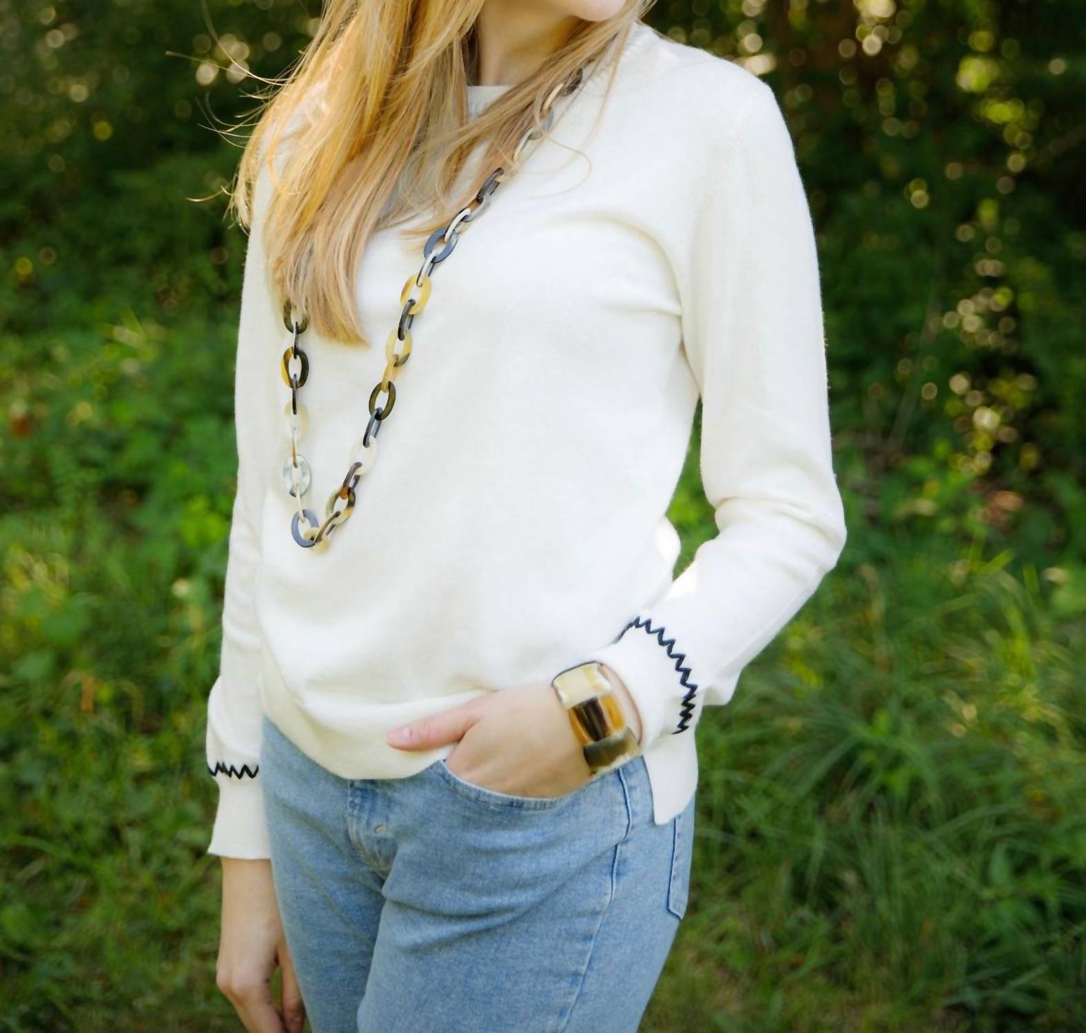 Pure Amici - Split Hem Crew Sweater