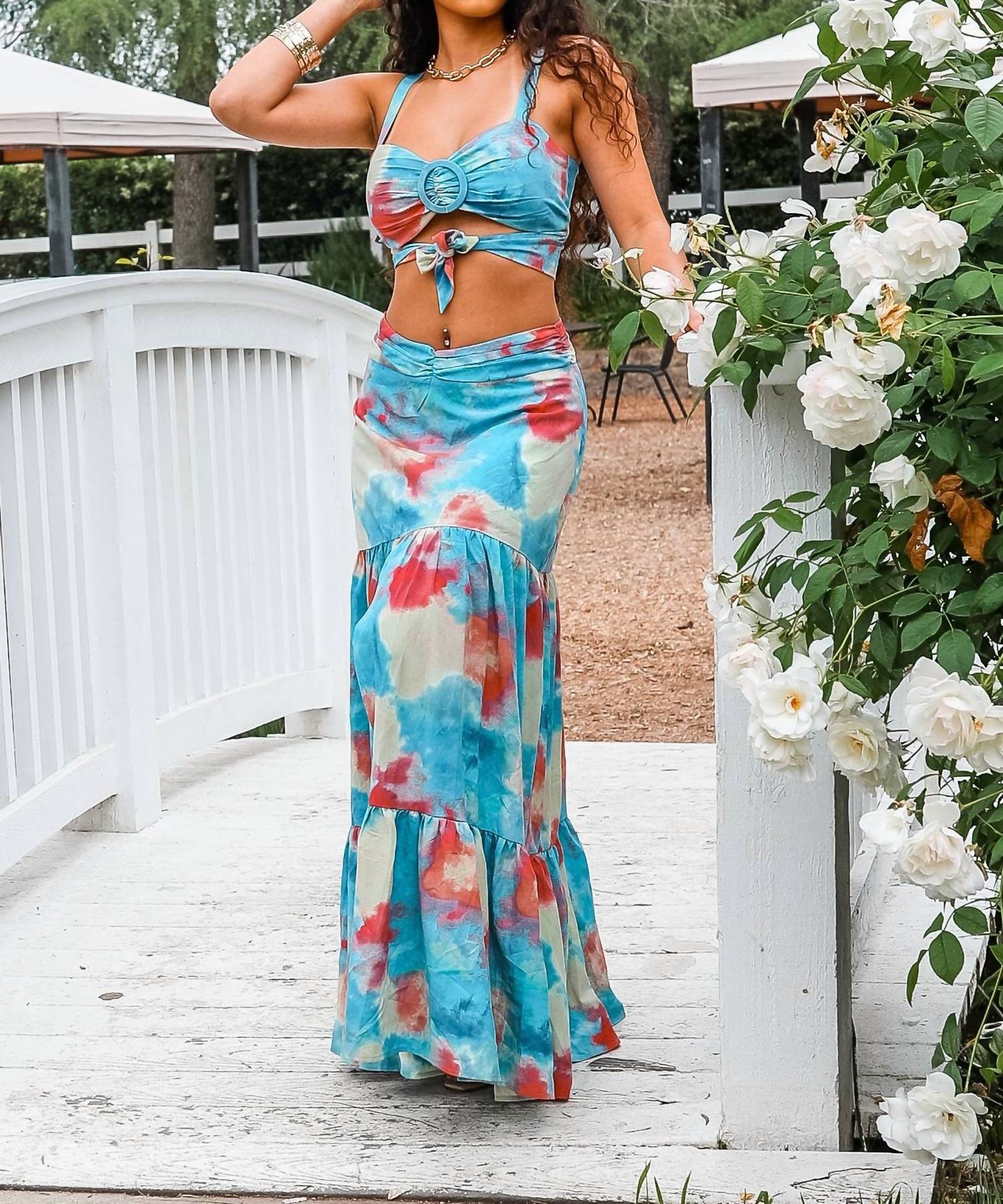 Surelymine - Miami Vibes Printed Maxi Skirt Set