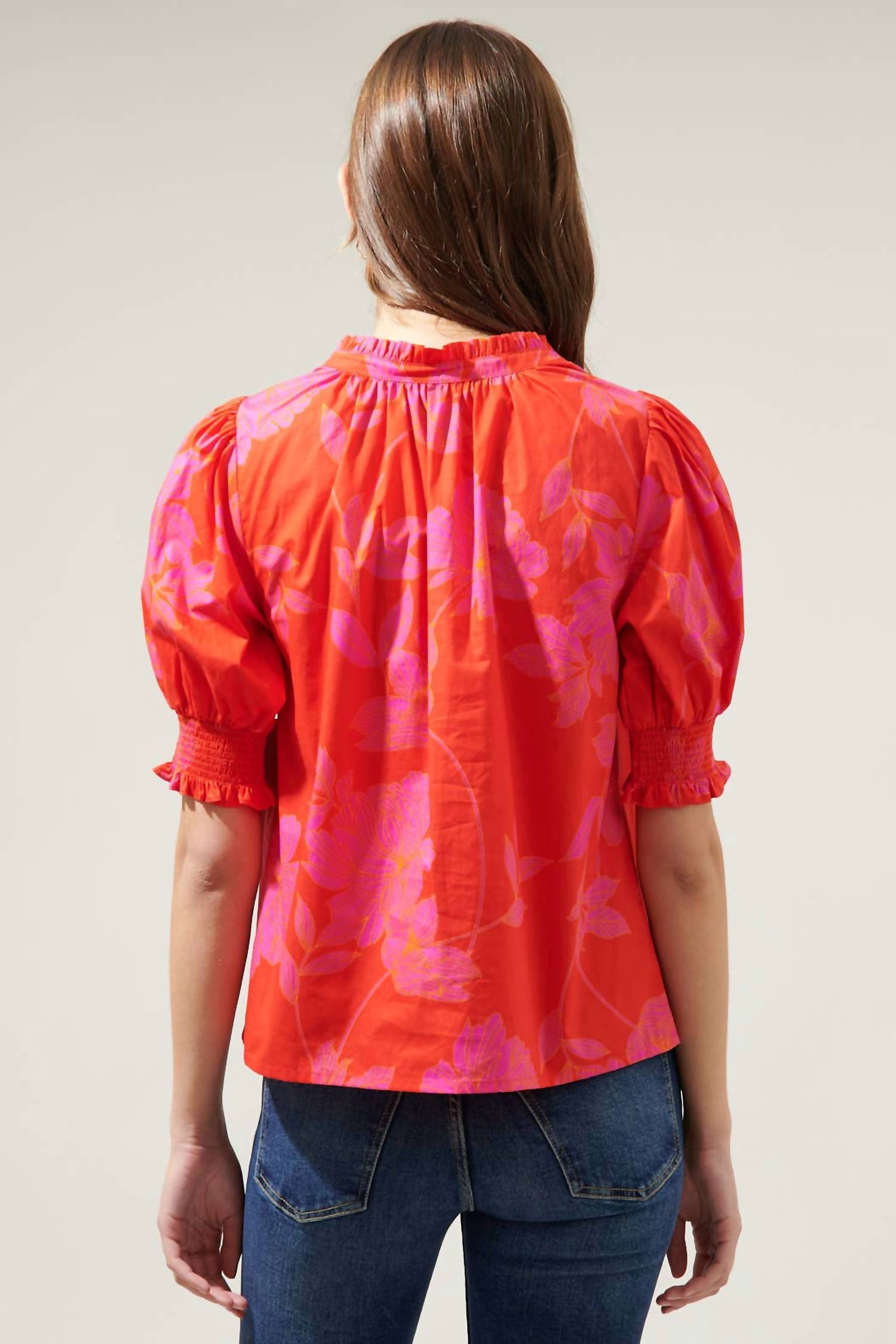 Sugarlips - Maylene Mile Floral Split Neck Top