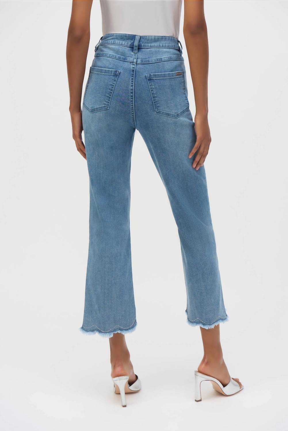 Joseph Ribkoff Seneca Stretch Straight Crop Jeans With Embroidery in denim medium blue - women's jeans - view 5