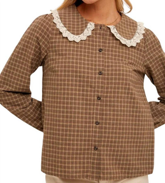 Hem & Thread - PETER PAN COLLAR BUTTON DOWN CHECK BLOUSE