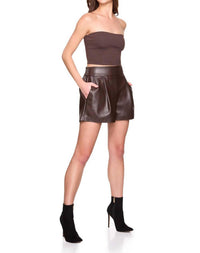 Susana Monaco - Faux Leather Pleated Short