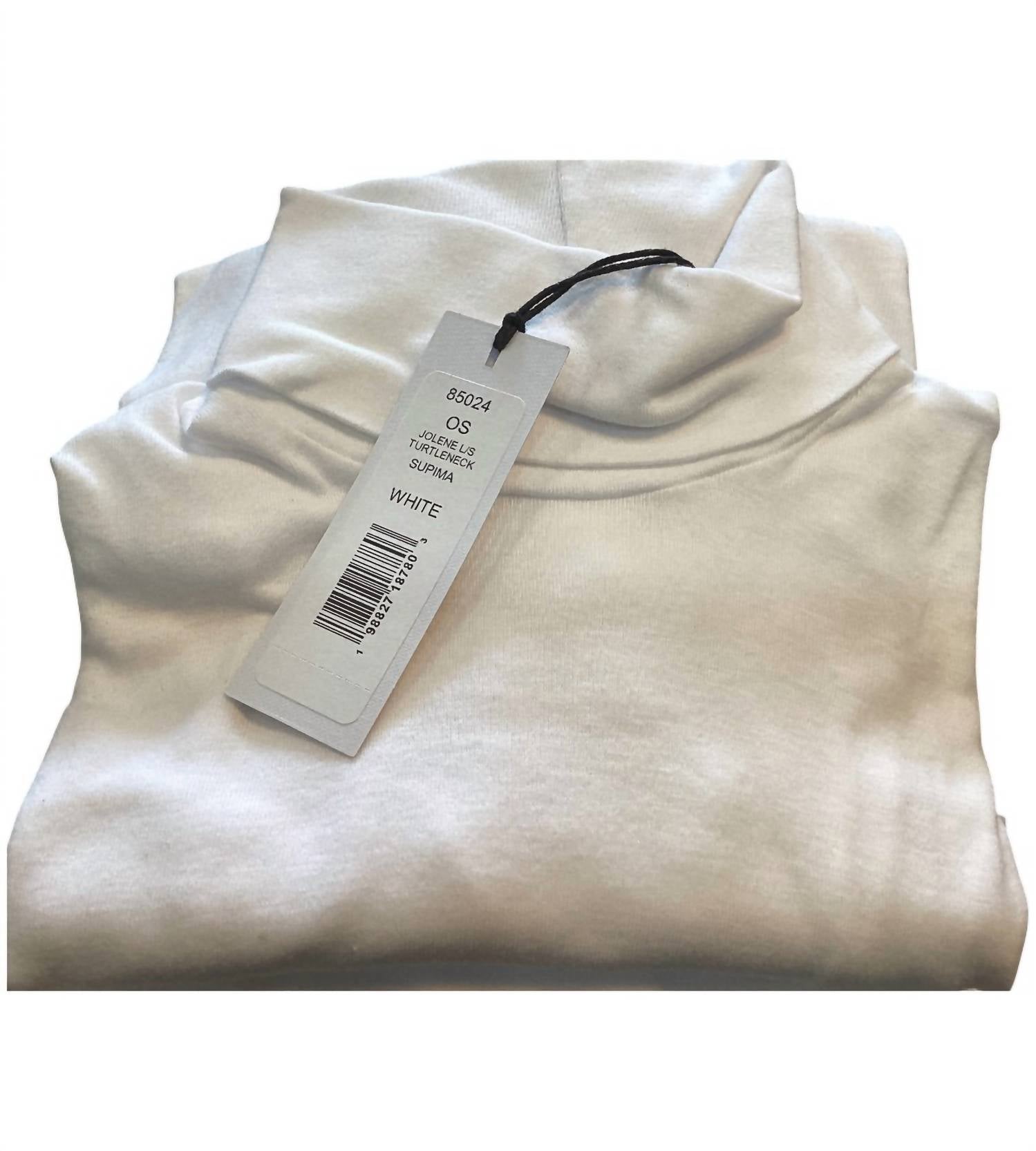 Michael Stars Jolene Supima Turtleneck Top in white - women's long sleeve top - detail view