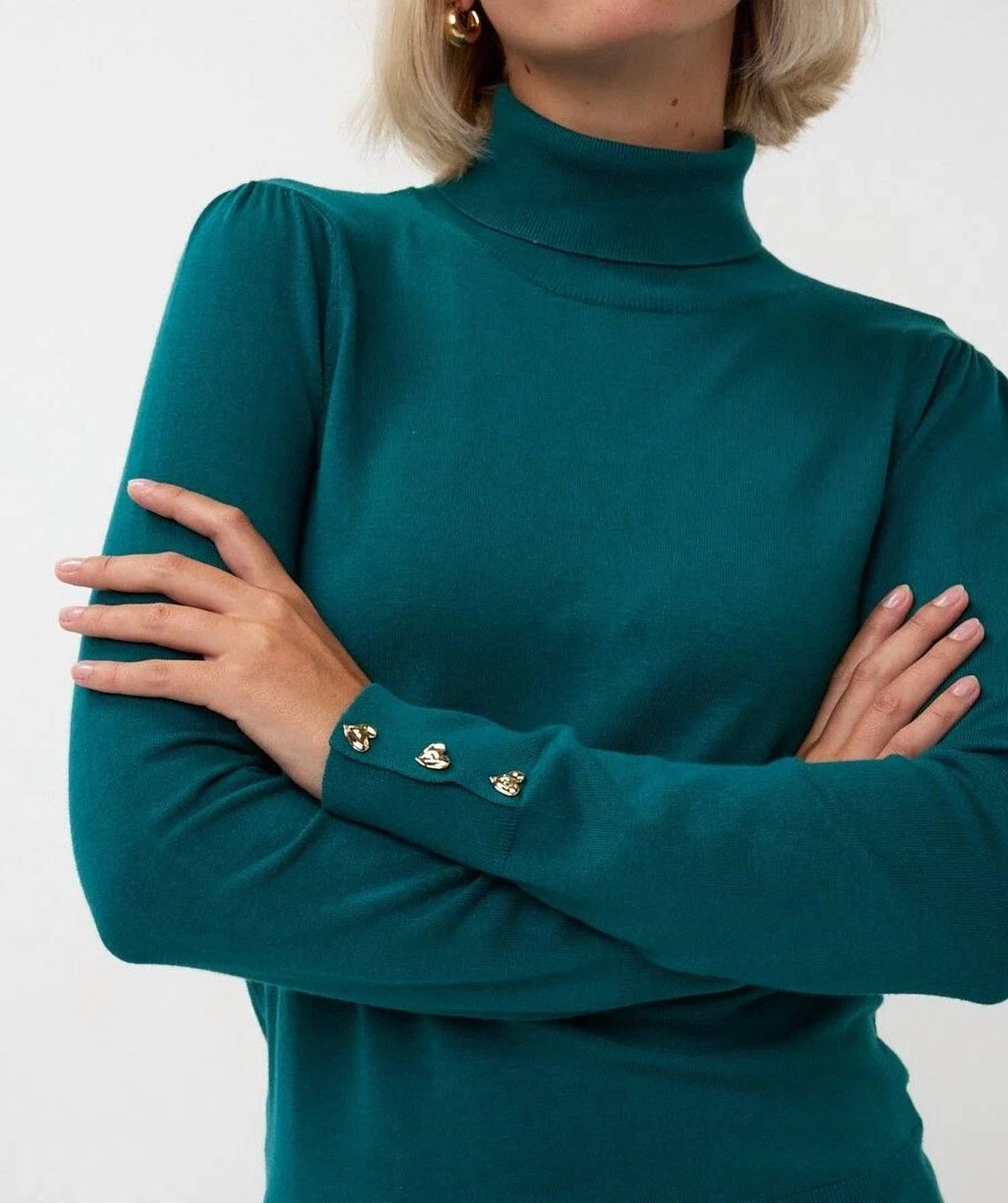 Esqualo - Billa Basic Knit Buttoned Cuff Turtleneck Sweater