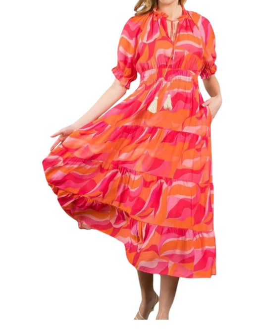 Thml - SMOCKED WAIST TIERED PRINT DRESS