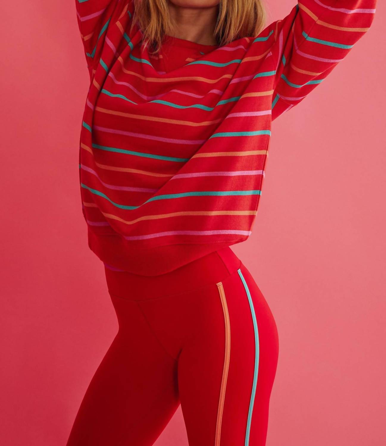 Beach Riot Devyn Oversized Sweatshirt in strawberry sunset stripe - women's top - view 4