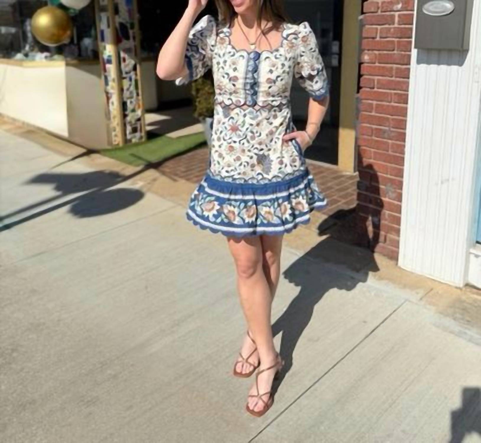 Farm Rio - Delhi Tapestry Scallop Cut-out Mini Dress