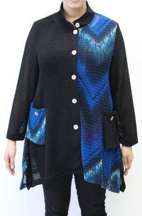 Aris A. - Mandarin Loose Weave Knit Jacket - PLUS
