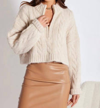 Bishop + Young - Cable Knit Half Zip Sweater