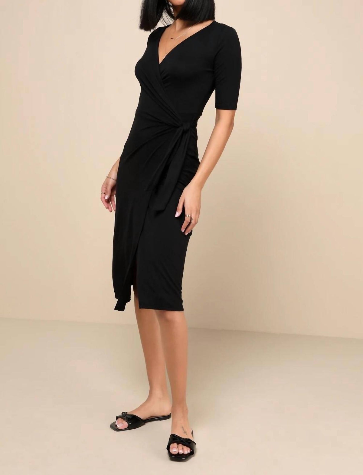 Lulus - Forget Me Knot Midi Wrap Dress