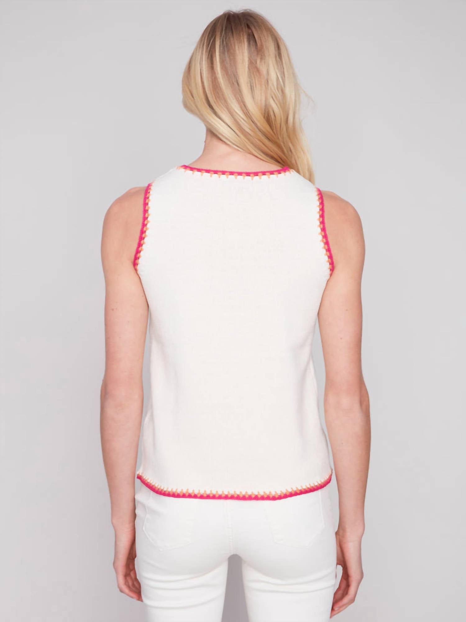 Charlie B - Crewneck Knitted Contrast Tank Top