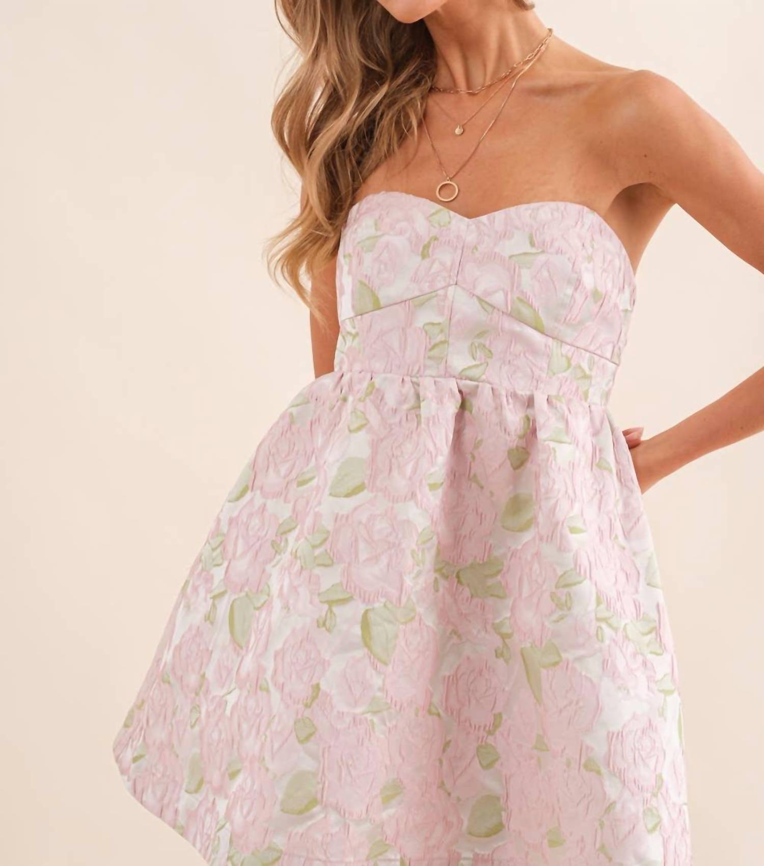 Blue B - Textured Jacquard Floral Tube Dress