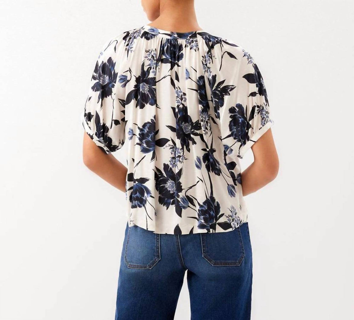 Karen Kane - Satin Short Sleeve Peasant Top