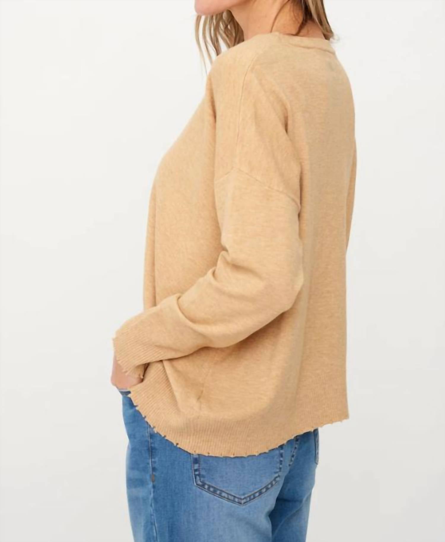 Six/Fifty - Angii Frayed Crew Sweater