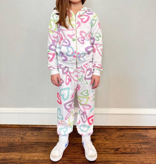 T2Love - Girl's Pastel Hearts Joggers