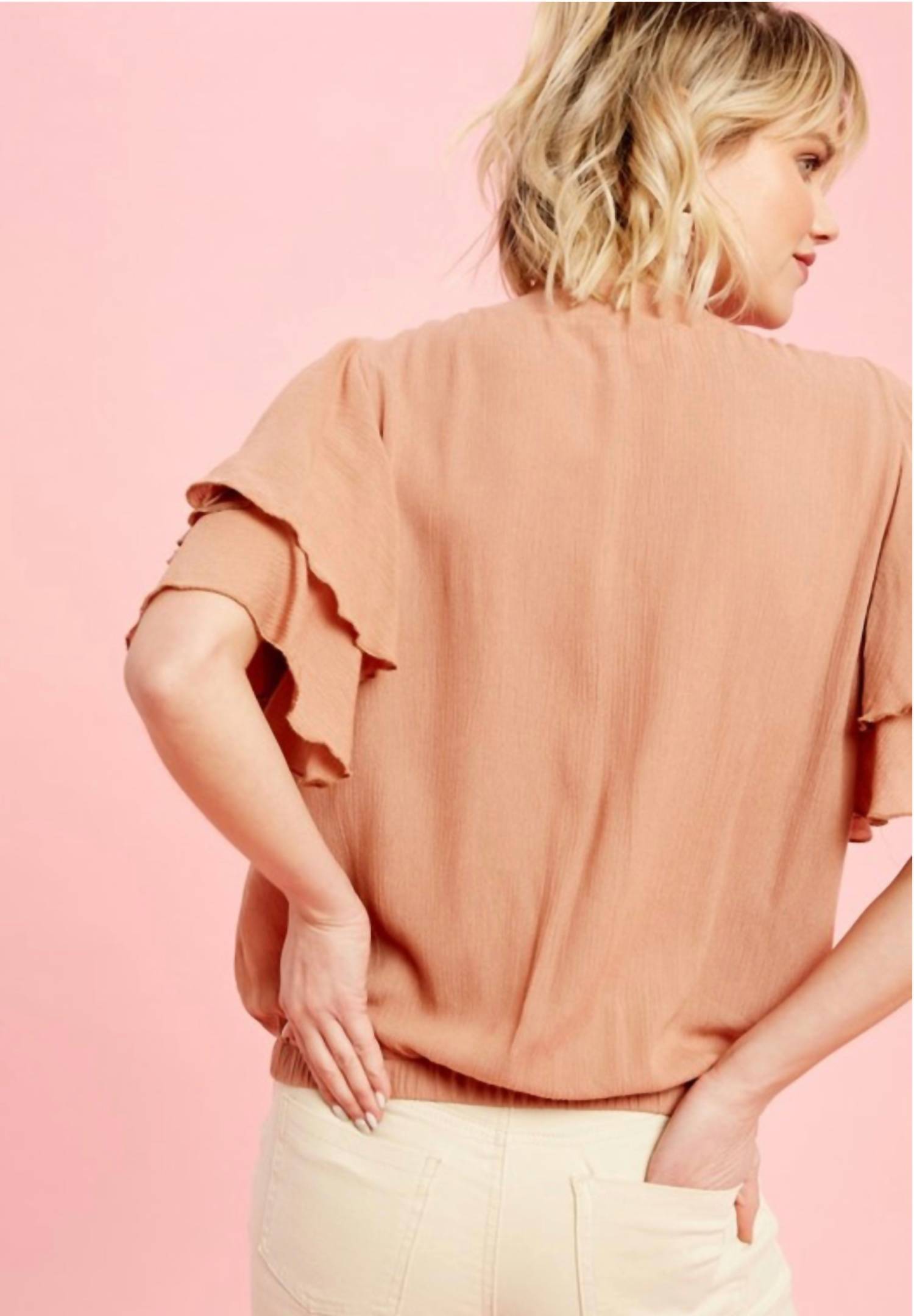 Listicle - Delhi Flutter Sleeve Wrap Blouse