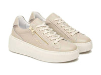 NeroGiardini Women's Cairo Leather Zipper Sneaker in taupe - women's sneaker - detail view