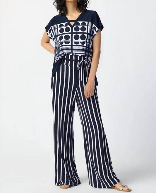 Joseph Ribkoff - Striped Silky Knit Wide-Leg Pants