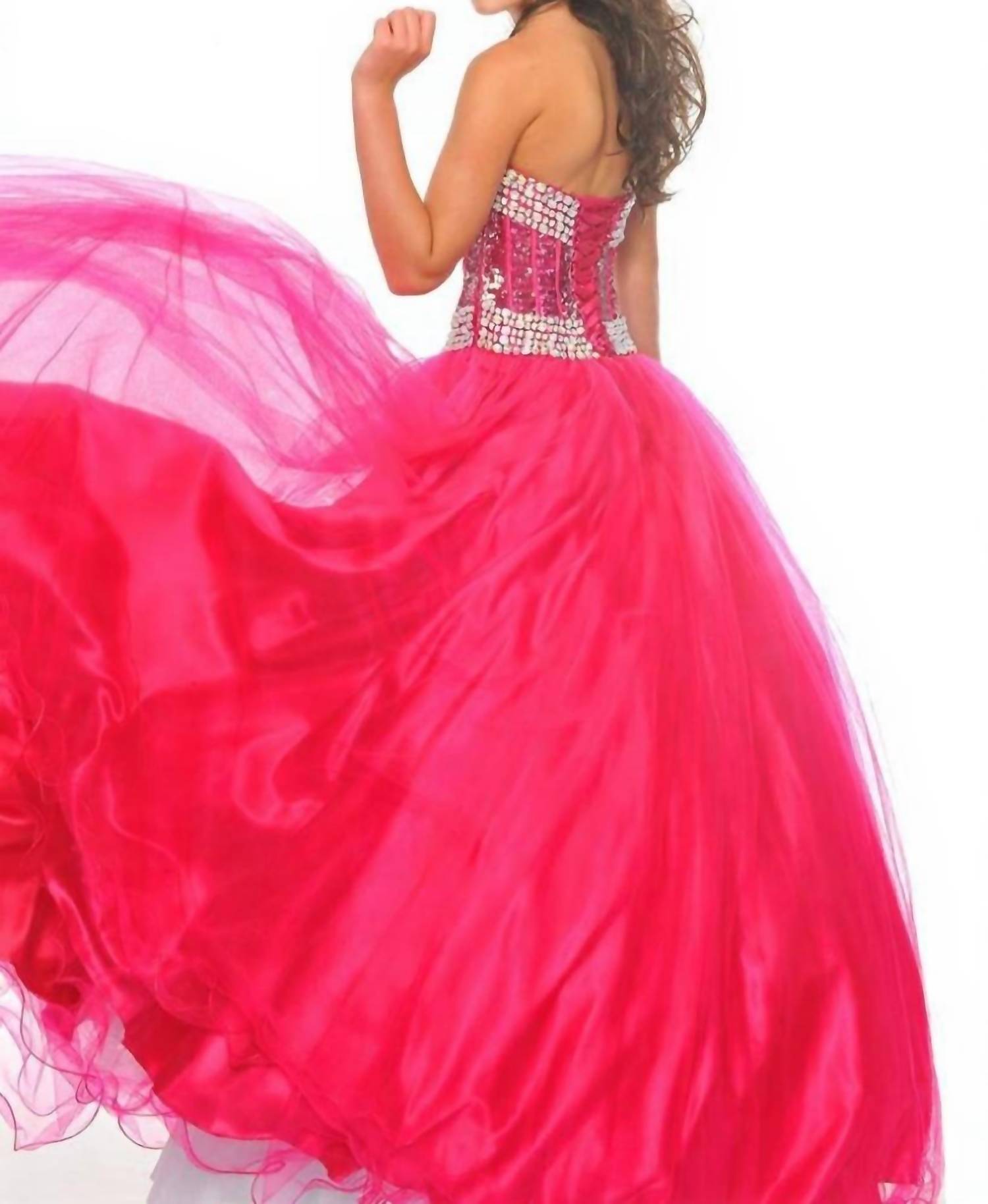 Precious Formals - Beaded Strapless Tulle Gown