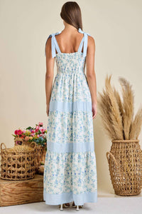 Main Strip - Floral Printed Maxi Shoulder Tie Dress