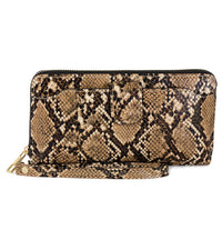 Rebecca & Rifka - Women's Snake Print Zip Wristlet Wallet