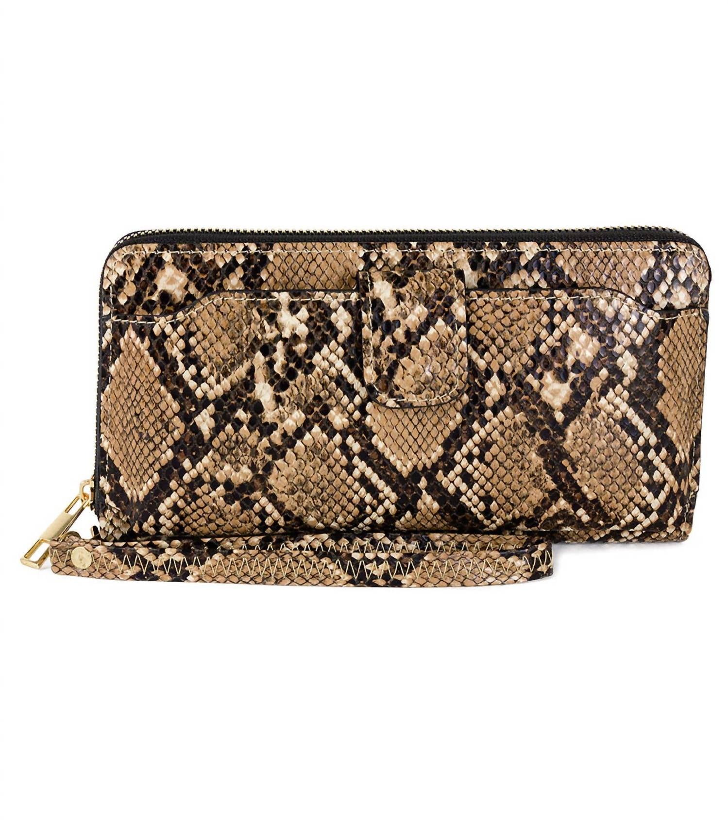 Rebecca & Rifka - Women's Snake Print Zip Wristlet Wallet