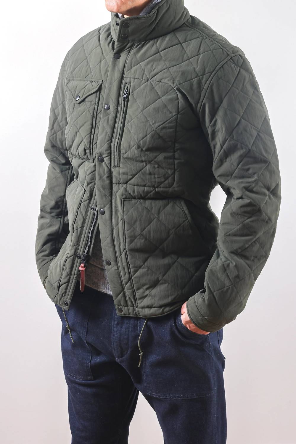 Relwen Quilted Tanker Jacket in dark loden - men's jacket