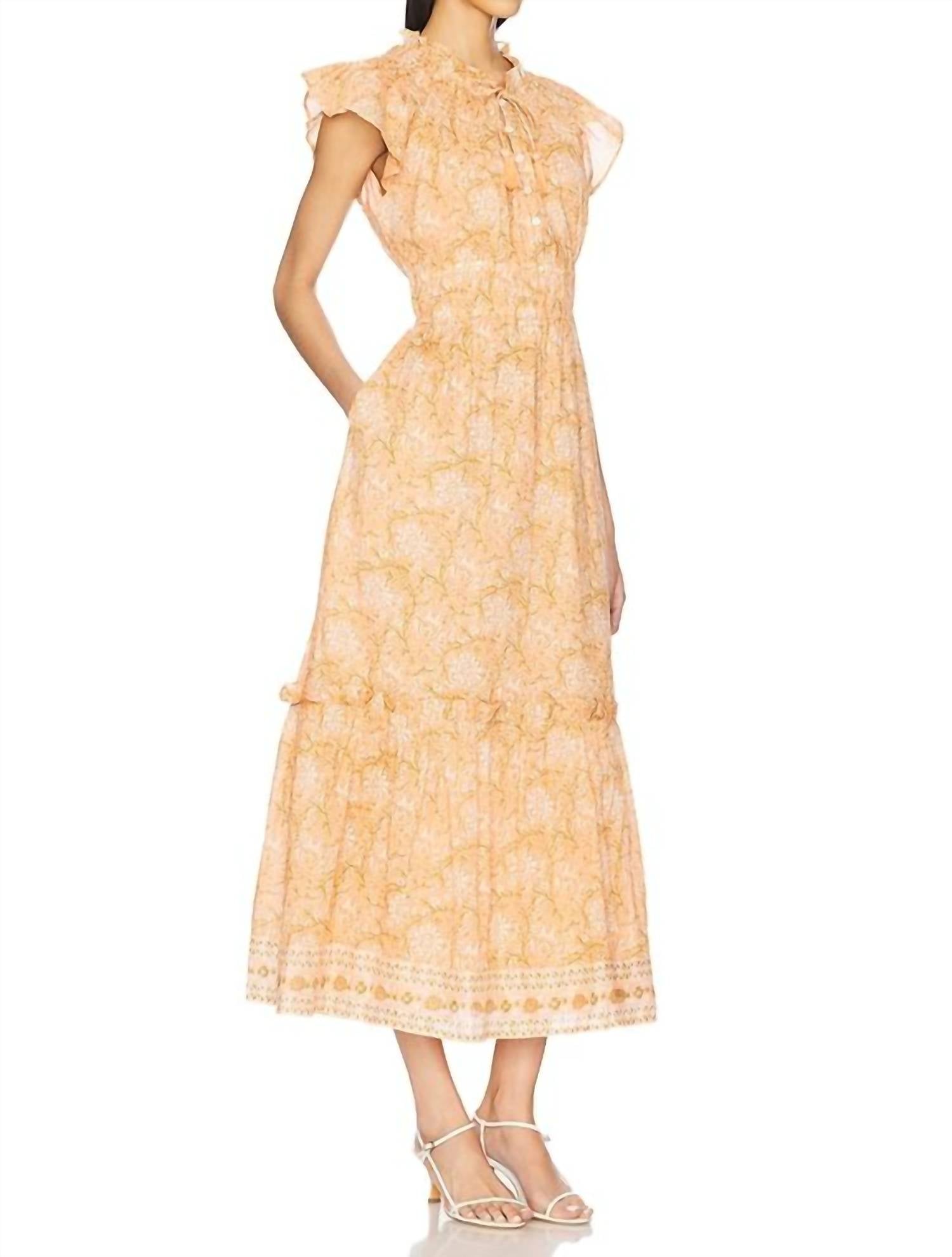 Cleobella Indira Ankle Dress in cecil blush print - women's dress - detail view