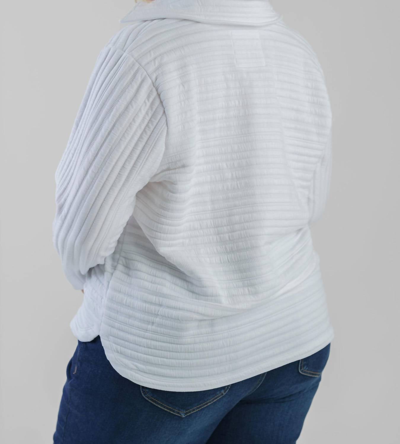 Nic + Zoe - Textured Stripe V-neck Polo Top - Plus Size