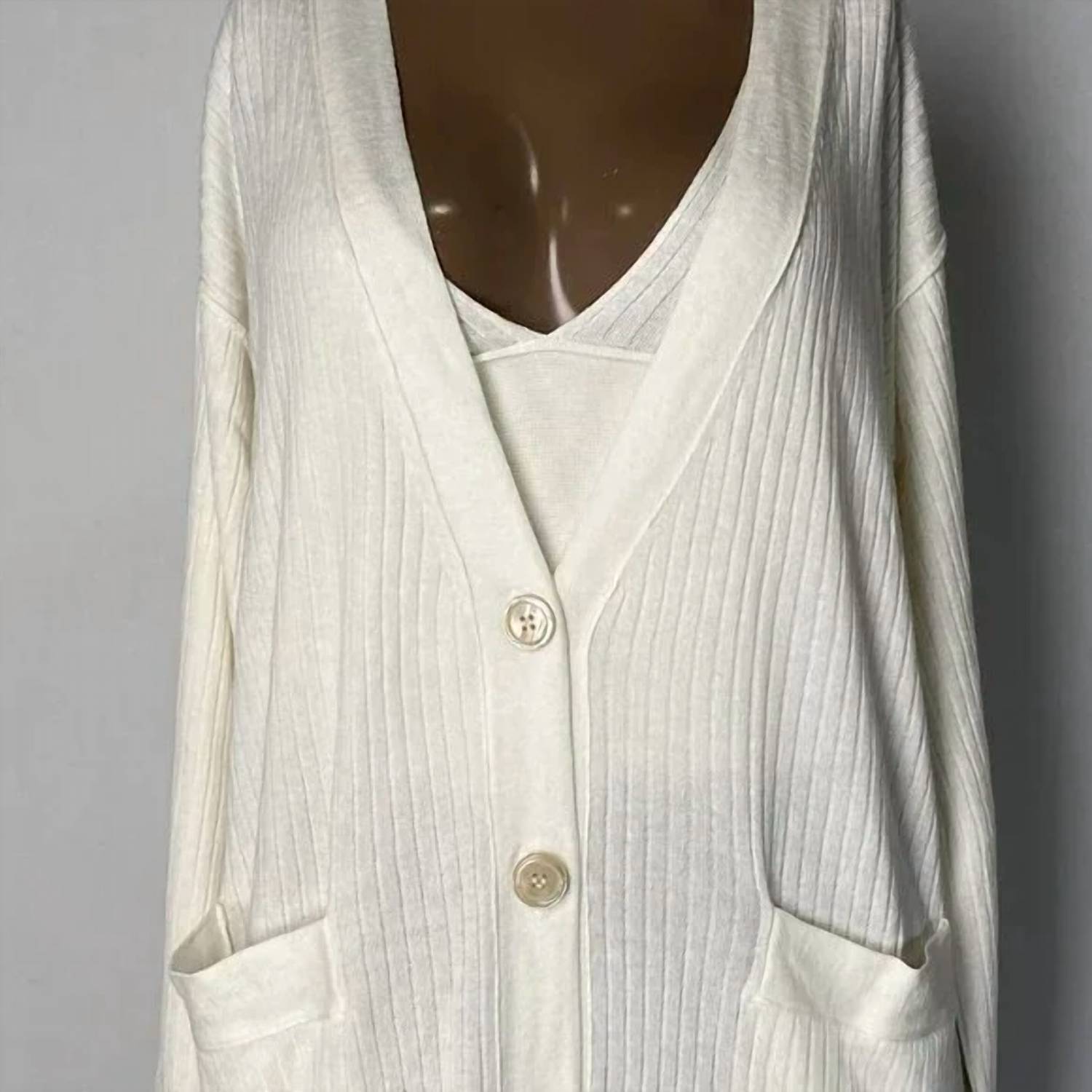 Free People Women’s Ribbed Duster Cardigan & Cropped Tank Set in white - women's cardigan - view 5