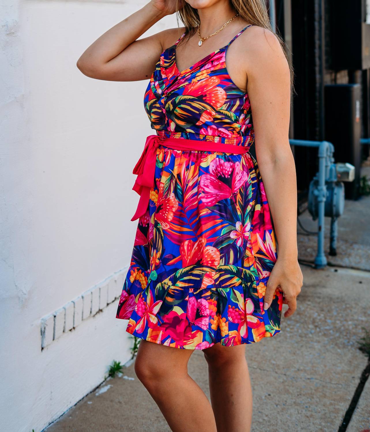 Joy Joy - Spagetti Strape Flounce Hem Dress